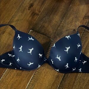 PINK Victoria's Secret Navy Bra with White Dog Design
